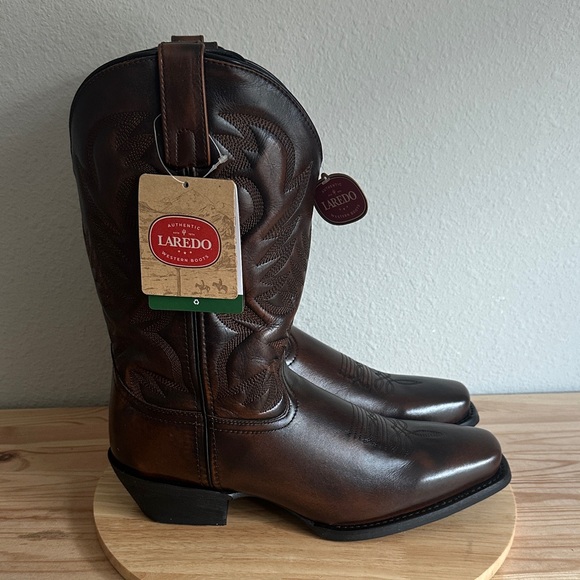 Laredo Mens Lawton Flat Heel Cowboy Boots new 11.5D